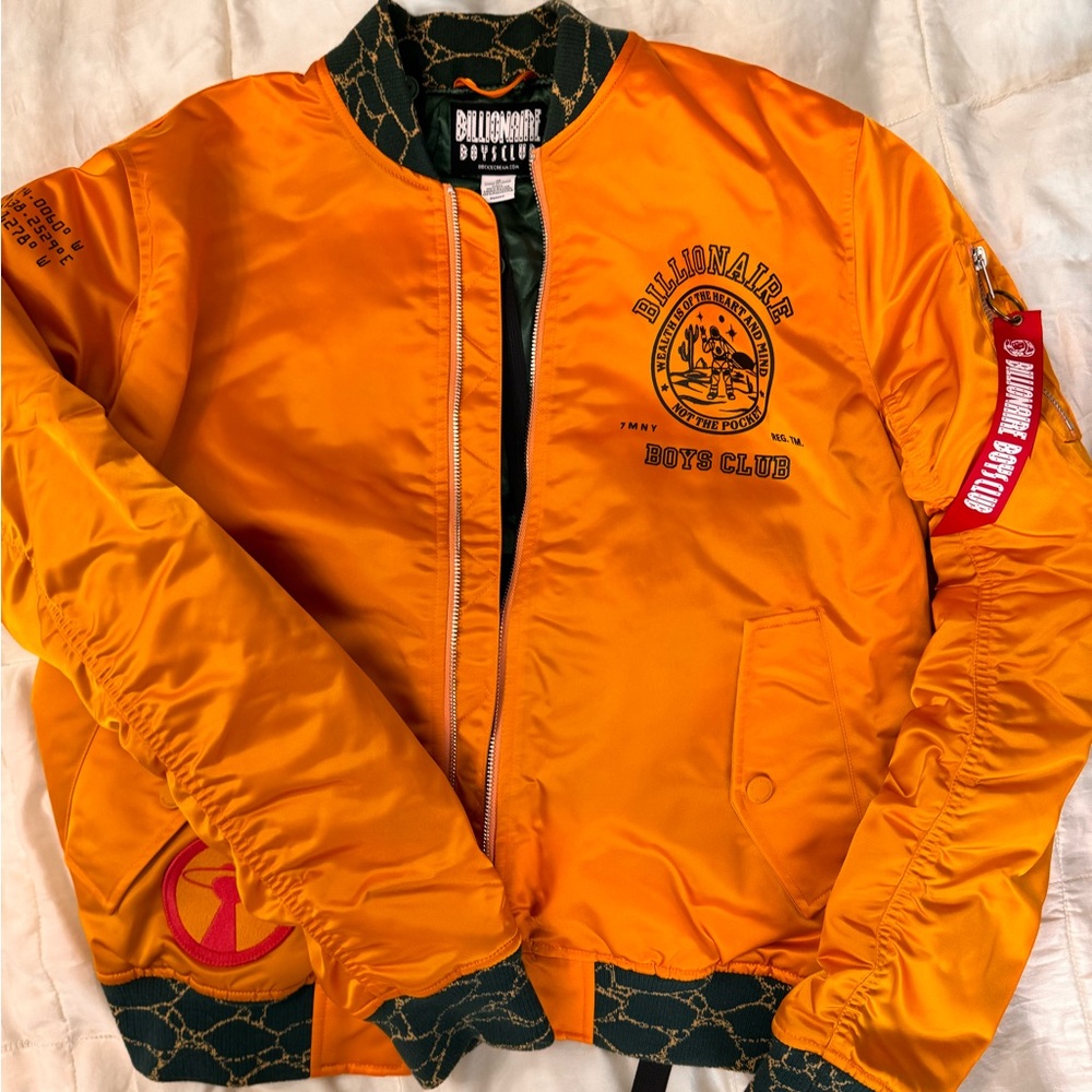 Billionaire Boys Club, Men’s Medium, orange flight jacket.